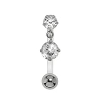 Piercing du nombril bioplast en Argent 925 et Acier chirurgical 316L avec Zircon. Pas-de-vis:1,6mm. Longueur de la tige:12mm. Boule de fermeture:4mm. Pierre(s) fixe(s) par la monture.