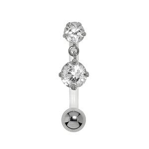 Bioplast belly piercing Silver 925 Surgical Steel 316L Bioplast zirconia