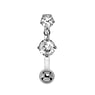 Bioplast belly piercing Silver 925 Surgical Steel 316L Bioplast zirconia