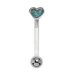 Bioplast belly piercing out of Silver 925 and Surgical Steel 316L with Enamel. Thread:1,6mm. Bar length:12mm. Closure ball:4mm.  Heart Love