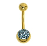 Gold plated belly piercing Surgical Steel 316L Premium crystal Epoxy PVD-coating (gold color)