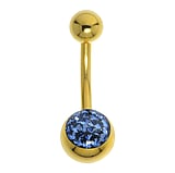 Vergoldetes Bauchpiercing Chirurgenstahl 316L Premium Kristall Epoxiharz PVD Beschichtung (goldfarbig)