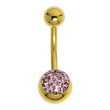 Gold plated belly piercing Surgical Steel 316L Premium crystal Epoxy PVD-coating (gold color)