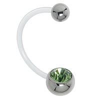 Piercing pour grossesse en Bioplast et Acier inoxydable avec Cristal. Boule de fermeture:5mm. Longueur de la tige:30mm. Pas-de-vis:1,6mm. Longueur de la tige:30mm. Boule de fermeture:5mm. Idal pour un piercing de nombril lors de la grossesse.