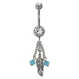 Bellypiercing Surgical Steel 316L Premium crystal Enamel Feather