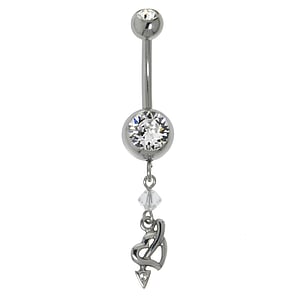 navelpiercing Chirurgisch staal 316L Premium kristal duivelshart duivel_hart hart_met_hoorntjes