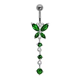 Bellypiercing Surgical Steel 316L Silver 925 Crystal Butterfly