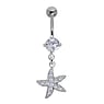 Bellypiercing Surgical Steel 316L Silver 925 Crystal Starfish