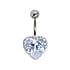 navelpiercing Chirurgisch staal 316L Zilver 925 Kristal hart liefde