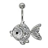 Piercing de ombligo Acero quirrgico Plata 925 Cristal Pescado