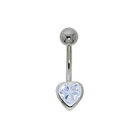 Piercing nombril en Acier chirurgical 316L et Argent 925 avec Zircon. Pas-de-vis:1,6mm. Longueur de la tige:10mm. Boule de fermeture:5mm.  Coeur Amour