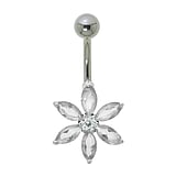 Piercing ventre Metallo chirurgico 316L Argento 925 Zircone Fiore