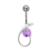 Bauchpiercing aus Chirurgenstahl 316L und Silber 925 mit Zirkonia. Gewinde:1,6mm. Stablnge:10mm. Breite:9,5mm. Verschlusskugel:5mm. Stein(e) durch Fassung fixiert.