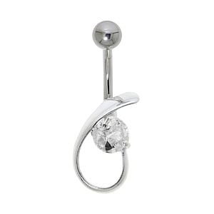 Bellypiercing Surgical Steel 316L Silver 925 zirconia