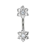 Piercing ventre Metallo chirurgico 316L Argento 925 Zircone Fiore