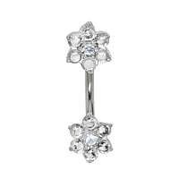 Piercing nombril en Acier chirurgical 316L et Argent 925 avec Zircon. Pas-de-vis:1,6mm. Longueur de la tige:10mm. Pierre(s) fixe(s) par la monture.  Fleur