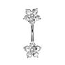 Piercing nombril Acier chirurgical 316L Argent 925 Zircon Fleur