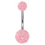 Acrylic belly piercing out of Surgical Steel 316L. Thread:1,6mm. Closure ball:5mm. Bar length:10mm. Bar is exchangeable.