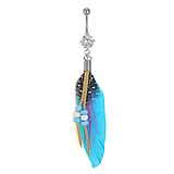 Bellypiercing Surgical Steel 316L Rhodium plated brass Crystal Duck feathers Synthetic leather Plastic Feather