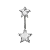 Bellypiercing Surgical Steel 316L Silver 925 Crystal Star