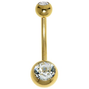 Gold plated belly piercing Surgical Steel 316L PVD-coating (gold color) Premium crystal