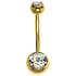 Vergoldetes Bauchpiercing Chirurgenstahl 316L PVD Beschichtung (goldfarbig) Premium Kristall