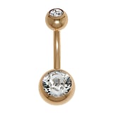 Vergoldetes Bauchpiercing Chirurgenstahl 316L PVD Beschichtung (goldfarbig) Premium Kristall