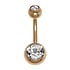 Gold plated belly piercing Surgical Steel 316L PVD-coating (gold color) Premium crystal