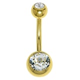 Gold plated belly piercing Surgical Steel 316L PVD-coating (gold color) Premium crystal