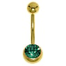 Vergoldetes Bauchpiercing Chirurgenstahl 316L PVD Beschichtung (goldfarbig) Premium Kristall