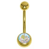 Gold plated belly piercing Surgical Steel 316L PVD-coating (gold color) Premium crystal