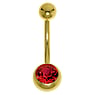 Vergoldetes Bauchpiercing Chirurgenstahl 316L PVD Beschichtung (goldfarbig) Premium Kristall