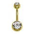 Gold plated belly piercing Surgical Steel 316L PVD-coating (gold color) Premium crystal