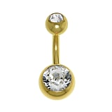 Gold plated belly piercing Surgical Steel 316L PVD-coating (gold color) Premium crystal