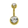 Gold plated belly piercing Surgical Steel 316L PVD-coating (gold color) Premium crystal