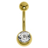 Piercing del vientre dorado Acero quirrgico Revestimiento PVD (color oro) Cristal premium