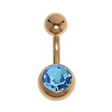 Gold plated belly piercing Surgical Steel 316L PVD-coating (gold color) Premium crystal