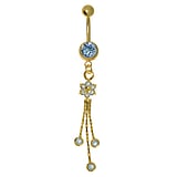 Set De 6 Piercings De Nombril En Acier Chirurgical Doré - Longueurs 10 Mm Et 12 Mm - Avec Strass Et Perles - Cadeau Pour Femme