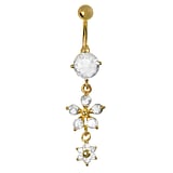 Gold plated belly piercing Surgical Steel 316L zirconia PVD-coating (gold color) Flower Star