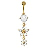 Piercing du ventre dor Acier chirurgical 316L Zircon Revtement PVD (couleur or) Fleur toile