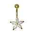 Gold plated belly piercing Rhodium plated brass zirconia PVD-coating (gold color) Flower