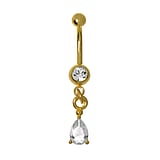 Piercing del vientre dorado Acero quirrgico Cristal premium Revestimiento PVD (color oro) Gota Forma_de_gota Gota_de_agua