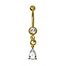 Gold plated belly piercing Surgical Steel 316L Premium crystal PVD-coating (gold color) Drop drop-shape waterdrop
