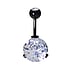 Piercing nombril Acier chirurgical 316L Revtement PVD noir Zircon Cristal