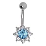 Bellypiercing Surgical Steel 316L Rhodium plated brass Crystal Flower