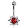 Bellypiercing Surgical Steel 316L Rhodium plated brass Crystal Flower