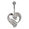 Piercing ventre Metallo chirurgico 316L Ottone rodiato Cristallo Cuore Amore