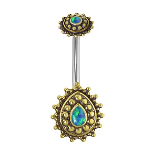 Belly piercing Surgical Steel 316L Brass Synthetic opal Drop drop-shape waterdrop