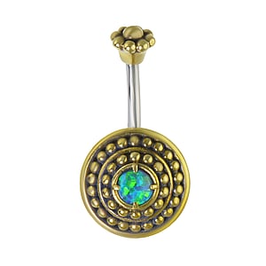Belly piercing Surgical Steel 316L Brass Synthetic opal