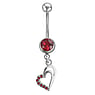 Piercing nombril Acier chirurgical 316L Laiton rhodi Cristal Coeur Amour